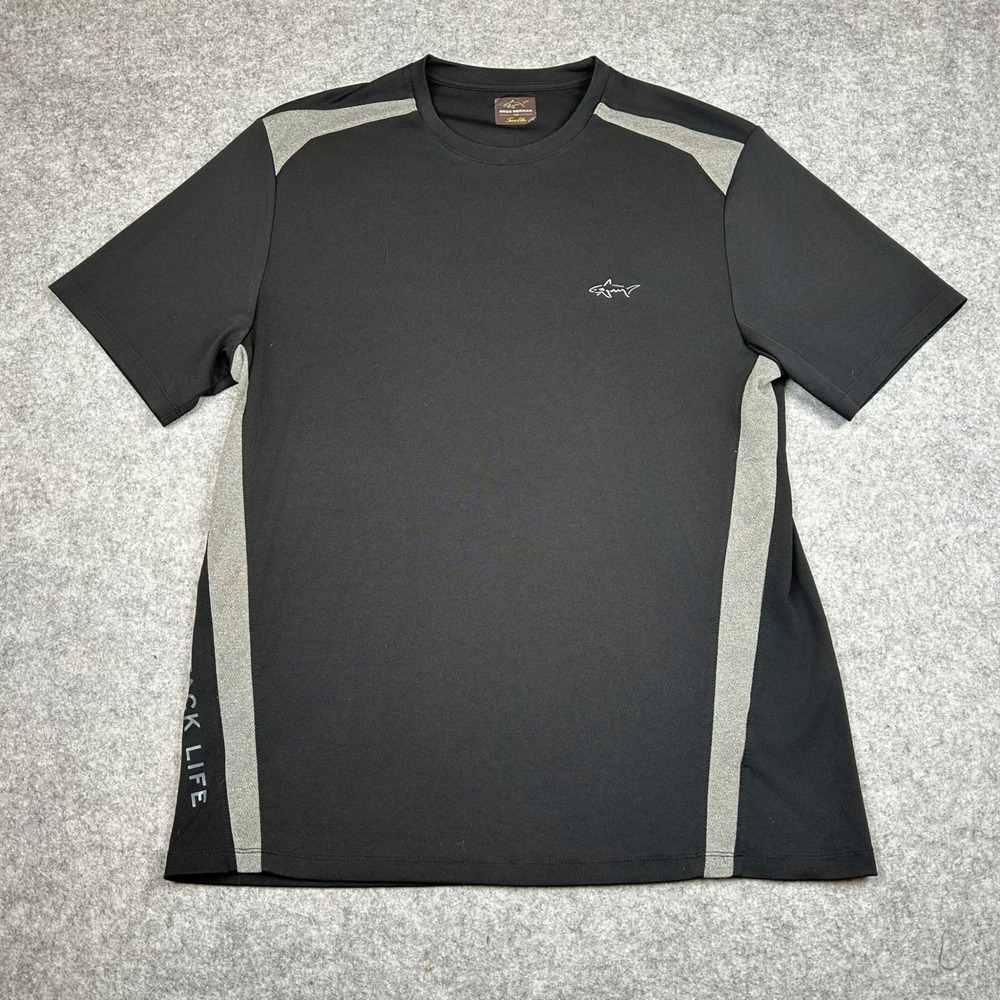 Greg Norman Tasso Elba Attack Life Mens Black Gray Performance T-Shirt Large